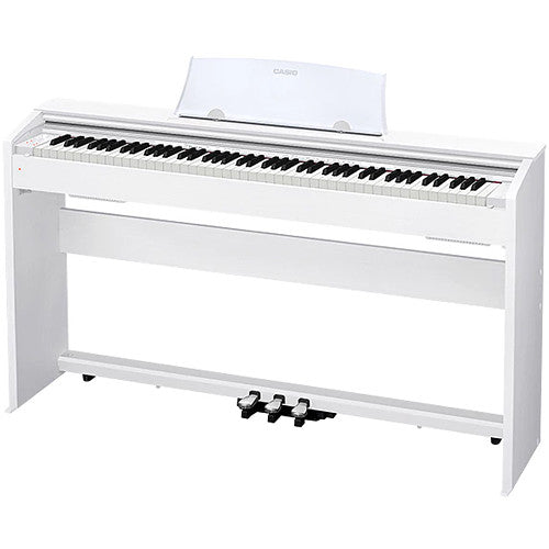 Casio PX-770WE 88-Key Digital Piano with Stand and 3-Pedal Unit, White-Easy Music Center