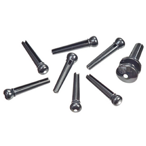 D'Addario Injected Molded Bridge Pins with End Pin Set, Ebony with Ivory Dot-Easy Music Center