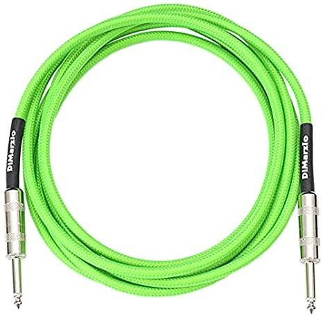 Dimarzio EP1710SSGN 10' Overbraid Instrument Cable, Neon Green-Easy Music Center