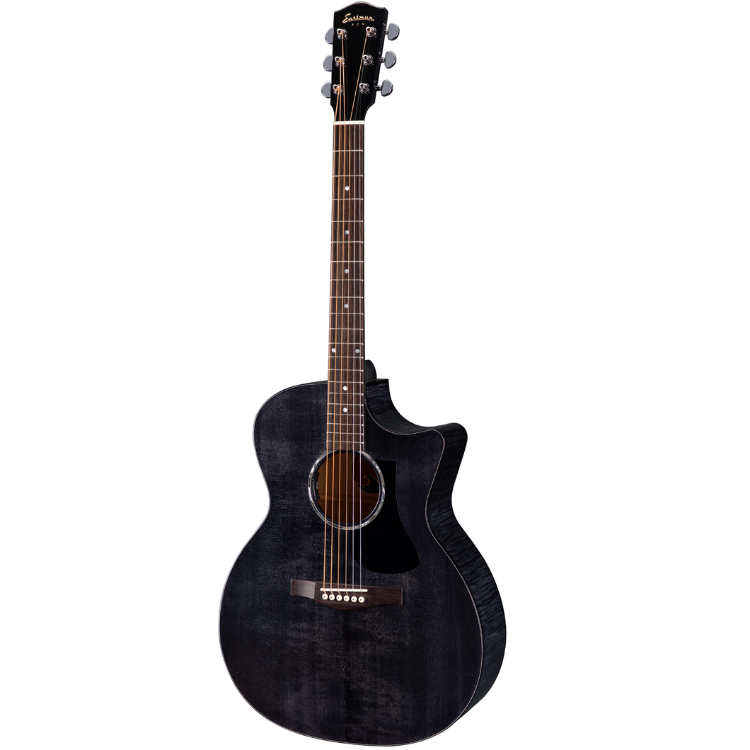 Eastman PCH3-GACE-BLK Grand Auditorium - Solid Sitka Top, Maple b/s, Cutaway, Fishman Electronics, Black Finish-Easy Music Center