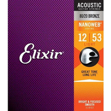 Load image into Gallery viewer, Elixir 11052 Nanoweb Acoustic 80/20 12-53-Easy Music Center
