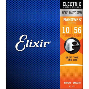 Elixir 12057 NANOWEB Electric Guitar Strings Light 10-56 (7-string set)-Easy Music Center