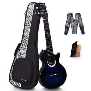 Enya EUT-MOON/BU Signature Taimane 4-String Ukulele, Blue-Easy Music Center
