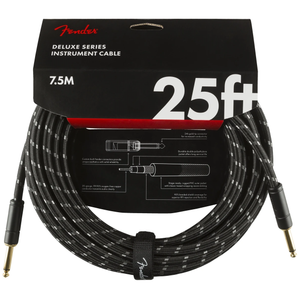 Fender 099-0820-075 Deluxe 25' Instrument Cable - Black Tweed-Easy Music Center