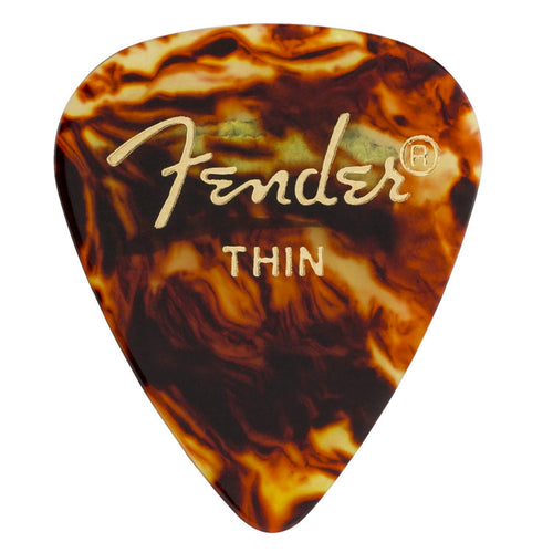 Fender 351 Shape Classic Celluloid Picks Thin - Tortoise, 6-pack-Easy Music Center