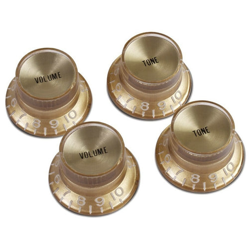 Gibson PRMK-030 Top Hat Knobs with Gold Metal Insert, Gold (4 pcs.)-Easy Music Center