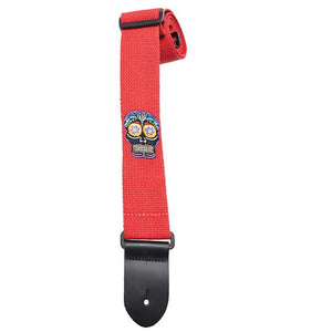 Henry Heller HCOT2ESS-RED 2" Woven Cotton Strap w/ Top Grain Leather Ends, Sugar Skull, Red-Easy Music Center