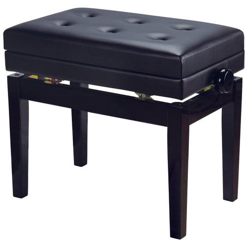 Easy Music Center HY-PJ007 Adjustable Piano Bench w/ Storage, Tufted Top, Black-Easy Music Center