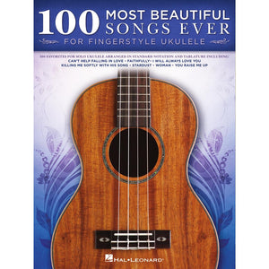 Hal Leonard HL00239978 100 Most Beautiful Songs Ever For Fingerstyle Ukulele-Easy Music Center