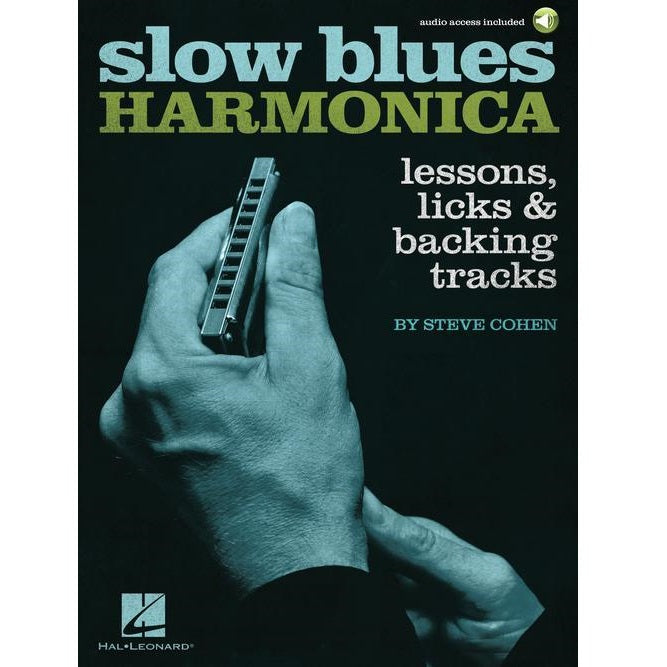 Hal Leonard HL00289620 Slow Blues Harmonica Lessons, Licks & Backing Tracks-Easy Music Center