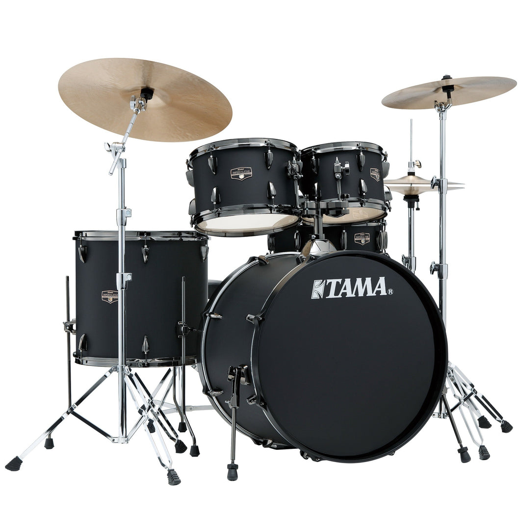 Tama IE52CBNBOB Imperialstar 5pc Complete Kit, 10, 12, 16, 22, 14s, Blacked Out Black-Easy Music Center