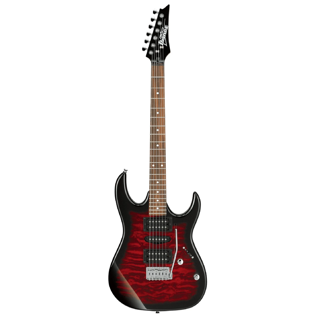 Ibanez GRX70QATRB Gio RG Electric Guitar, Transparent Red Sunburst-Easy Music Center