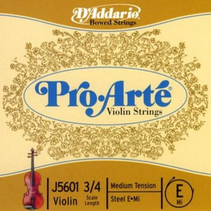 D'addario J5601-3/4M D'Addario Pro-Arte Violin Single E String, 3/4 Scale, Medium Tension-Easy Music Center