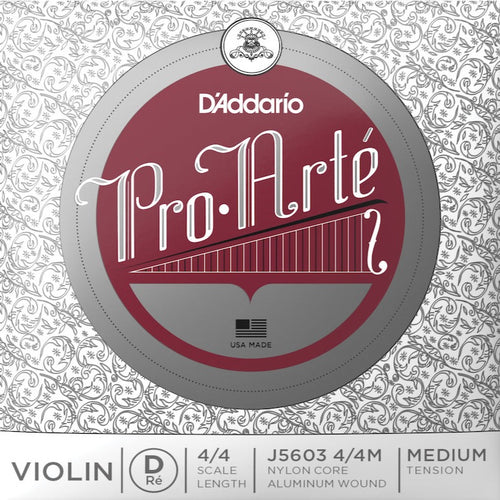 D'addario J5603-4/4M D'Addario Pro-Arte Violin Single D String, 4/4 Scale, Medium Tension-Easy Music Center
