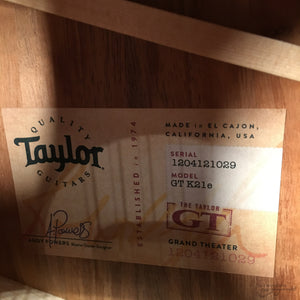 Taylor K21E Grand Theater - Electronics, Koa Top/b/s (#1204121029)-Easy Music Center