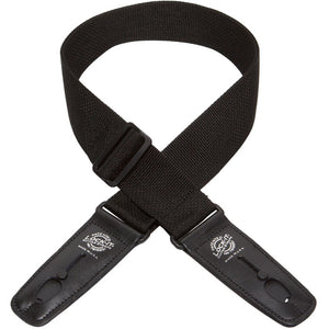 Lock-It Straps LIS-001P2-BLK 2" Poly Pro Strap w/ Lock-It Leather Ends, Black-Easy Music Center
