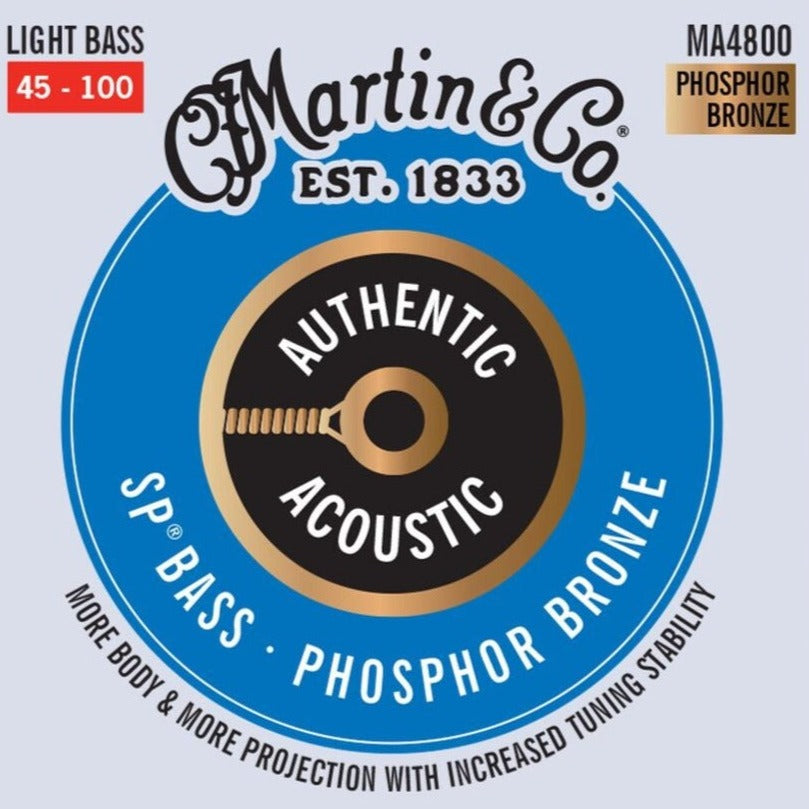 Martin MA4800 SP Authentic Acoustic Bass Strings, PB, Light, 45-100-Easy Music Center