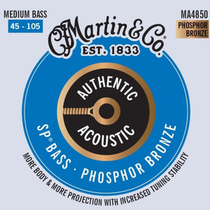Martin MA4850 SP Authentic Acoustic Bass Strings, PB, Medium, 45-105-Easy Music Center