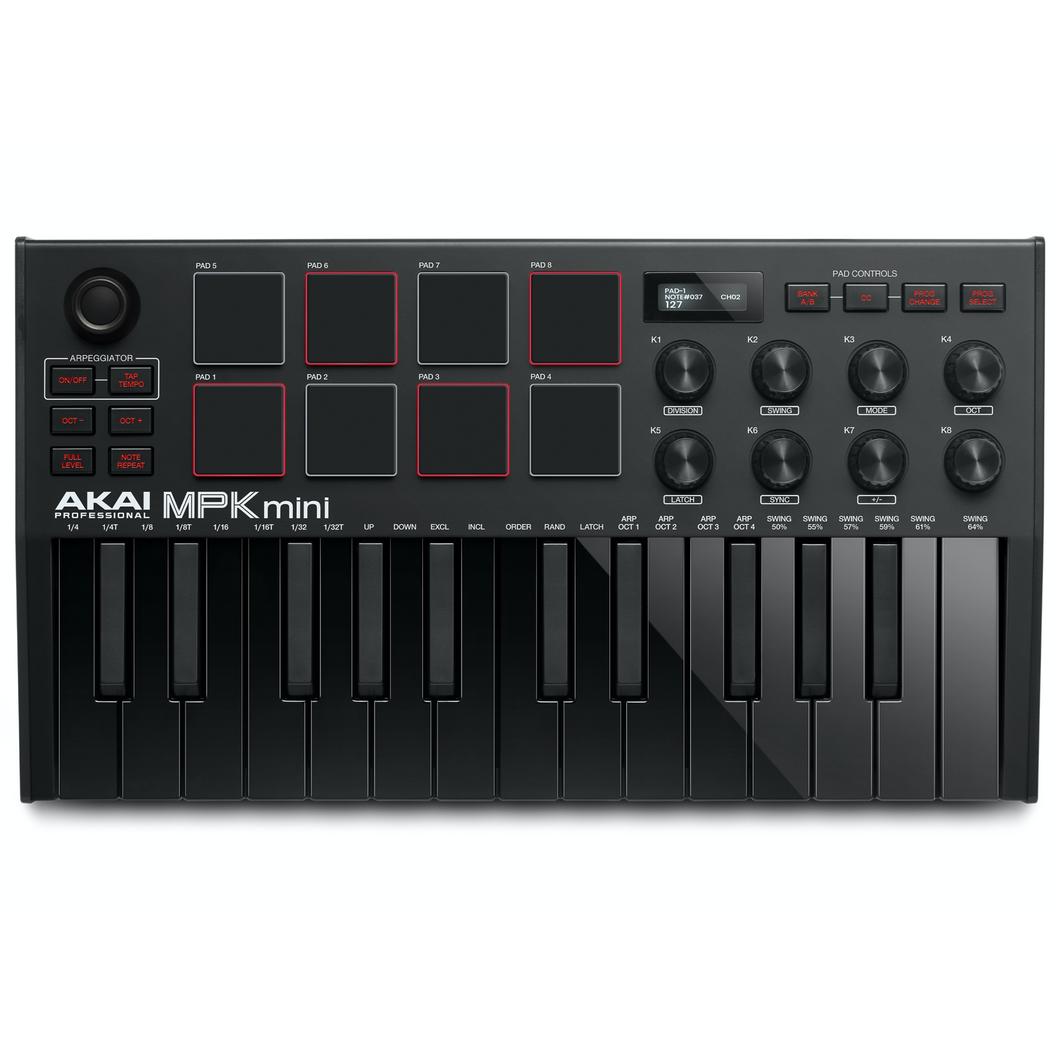 Akai MPKMINI3B Ultra Compact 25-Key Mini Keyboard Controller and Pads, Black-Easy Music Center