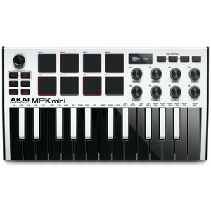 Akai MPKMINI3W Ultra Compact 25-Key Mini Keyboard Controller and Pads, White-Easy Music Center