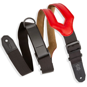 Levy MRHSS-RED 3" Ergonomic Right Height Guitar Strap, Garment Leather, Red-Easy Music Center