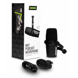 Shure MV7-K Dynamic Podcast Microphone w/ USB-Easy Music Center