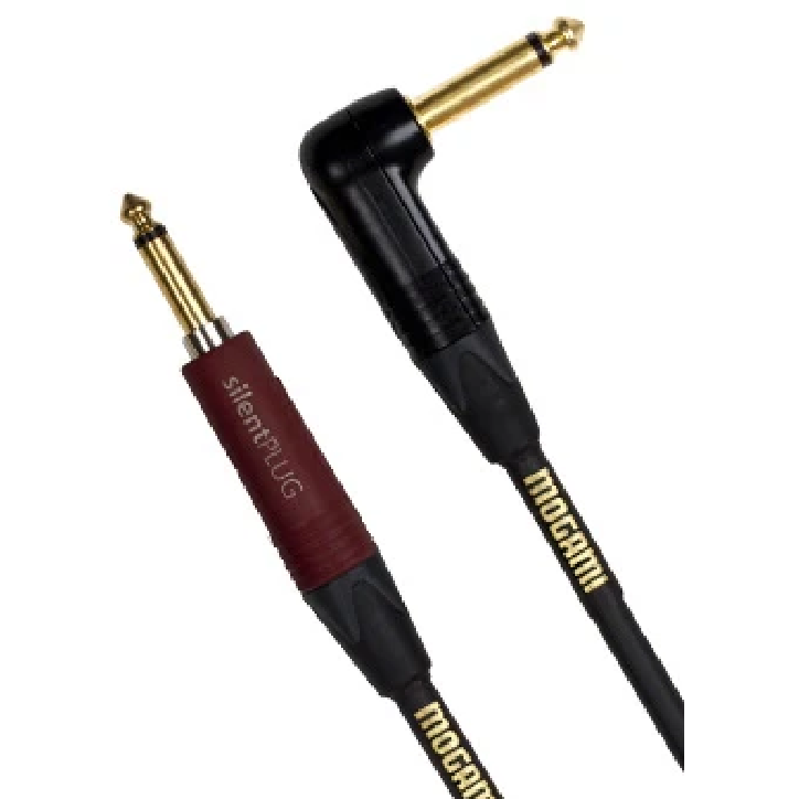 Mogami GOLDINST-S10R Gold Instrument Cable with Neutrik Silent Plug Right Angle – 10 ft-Easy Music Center