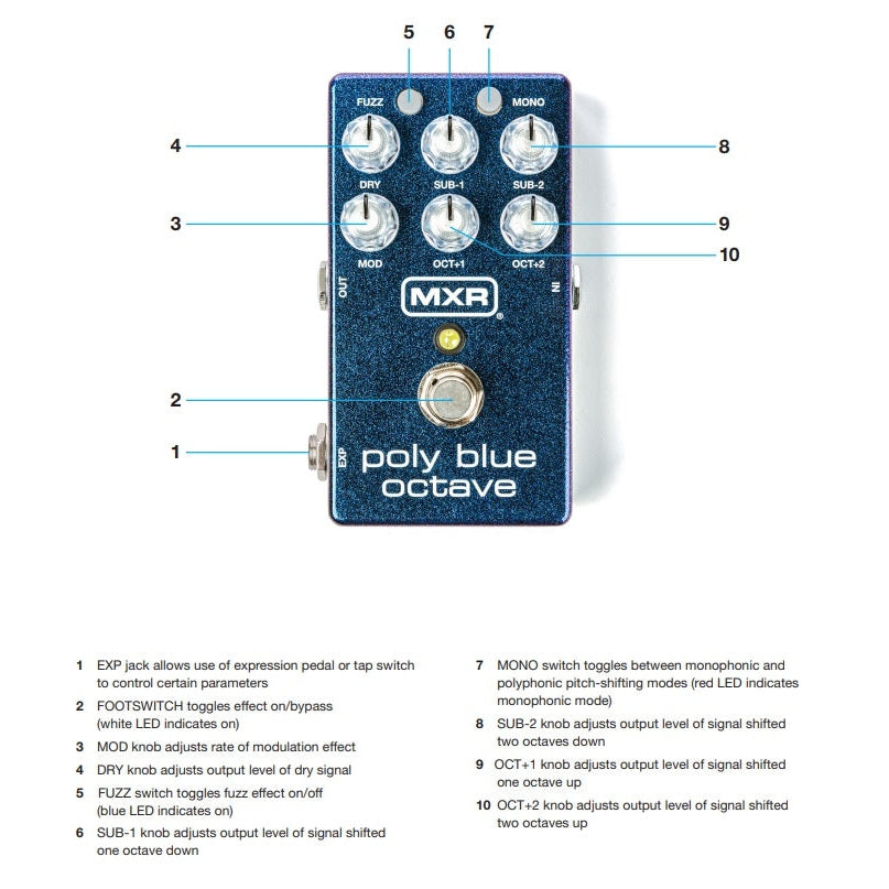 poly octave pedal MXR M306 Poly Blue Octave Pedal – Easy Music Center