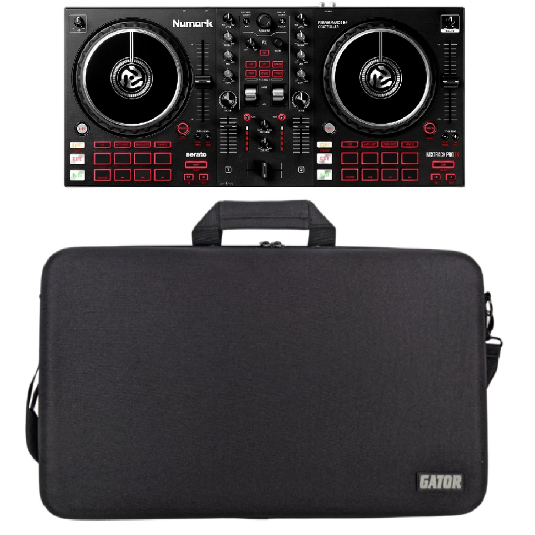 Numark MIXTRACKPROFX DJ Controller & GU-EVA-2314-3 Soft Case Bundle-Easy Music Center