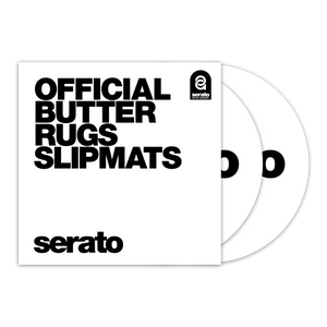 Serato OSA-SM-WHT-BR 12'' Serato ‘Butter Rug’ Slipmat - White Mat, on Black Logo - Pair-Easy Music Center