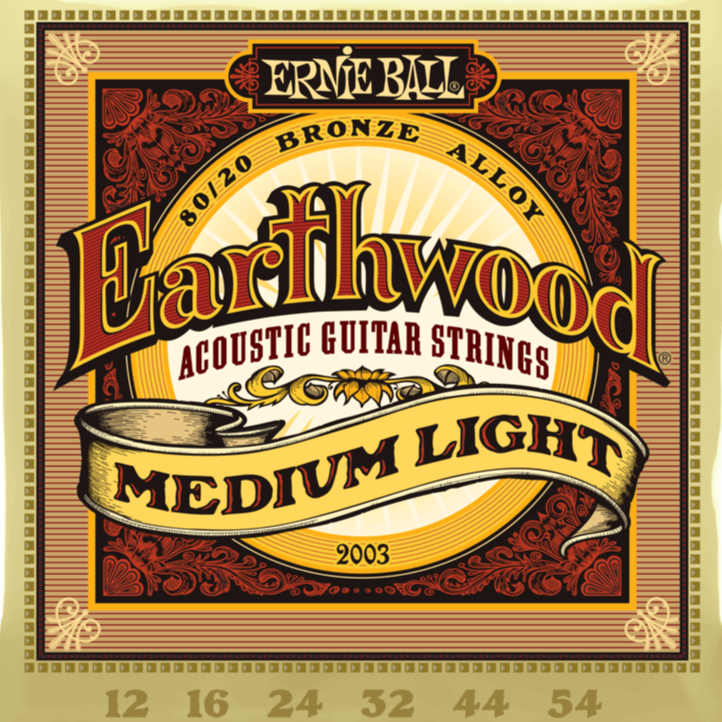 Ernie Ball P02003 Earthwood Medium Light 80/20 Bronze Acoustic Guitar Strings 12-54 Gauge-Easy Music Center