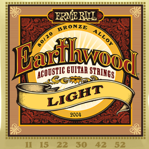Ernie Ball P02004 Earthwood Light 80/20 Bronze Acoustic Guitar Strings 11-52 Gauge-Easy Music Center