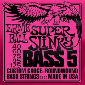 Ernie Ball 2824 Super Slinky 5-String Nickel Wound Electric Bass Strings 40-125 Gauge-Easy Music Center