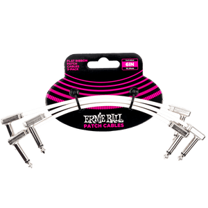Ernie Ball P06385 6” Flat Ribbon Patch Cable, 3-Pack, White-Easy Music Center