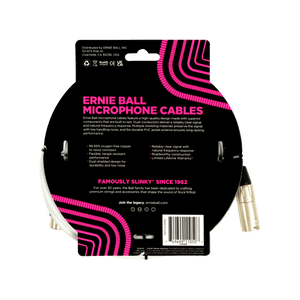 Ernie Ball P06389 20' XLR Mic Cable, XLRF to XLRM, White-Easy Music Center