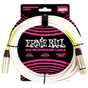 Ernie Ball P06389 20' XLR Mic Cable, XLRF to XLRM, White-Easy Music Center