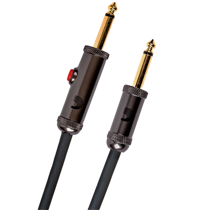 D'Addario PW-AGL-10 Circuit Breaker Instrument Cable with Latching Cut-Off Switch, Straight Plug, 10 feet-Easy Music Center