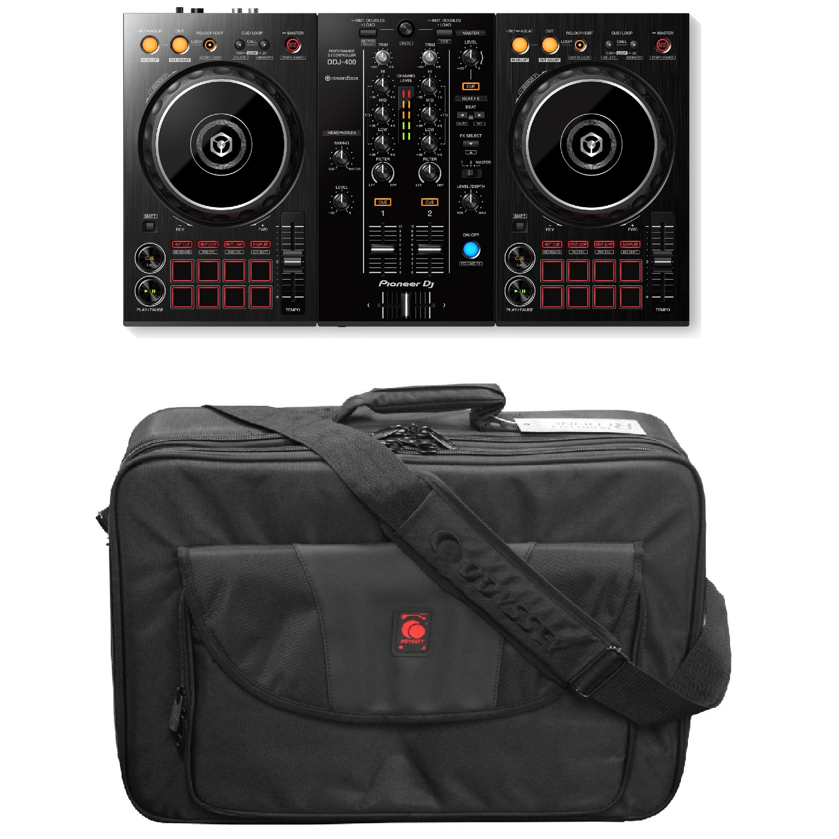 Pioneer DDJ-400 DJ controller for Rekordbox dj & BRLDIGITALXLE Soft Case  Bundle