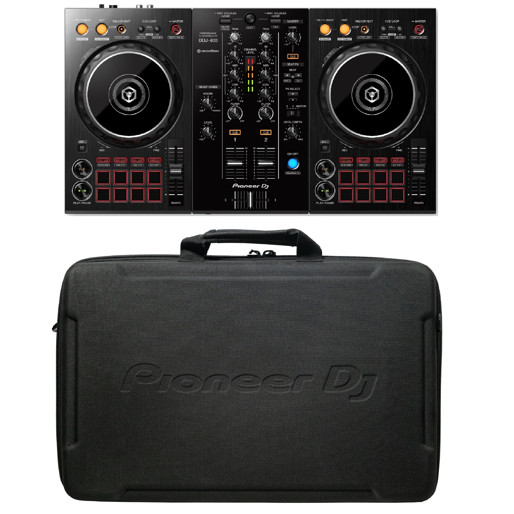Pioneer DDJ-400 DJ controller for Rekordbox dj & DJC-B1 Soft Case