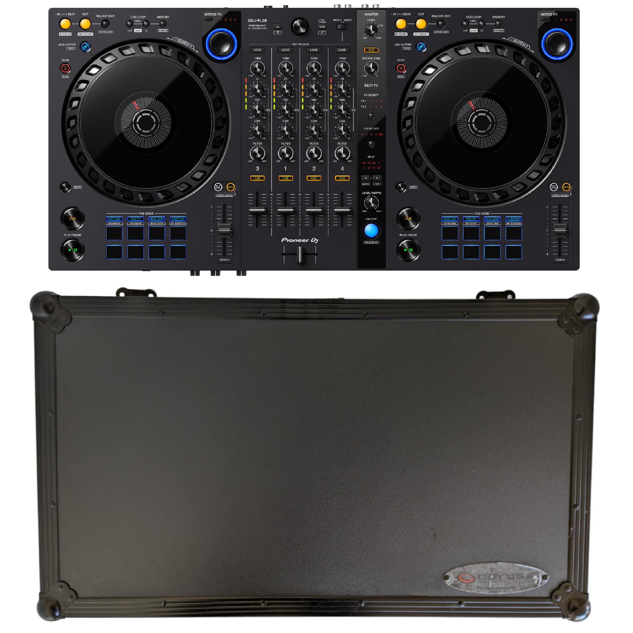 Pioneer DDJ-FLX6 4-channel DJ Controller & FZGSDDJFLX61BL Hard