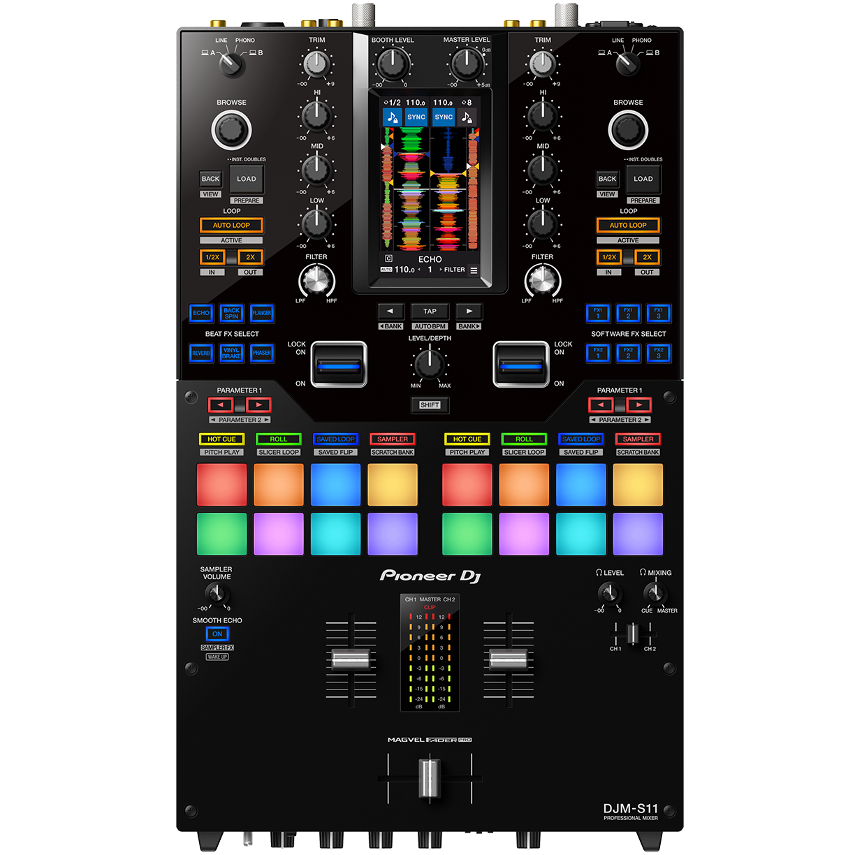 Pioneer DJM-S11 + スタンドセット DJM-S11 - Professional scratch style 2-channel DJ mixer (Black)