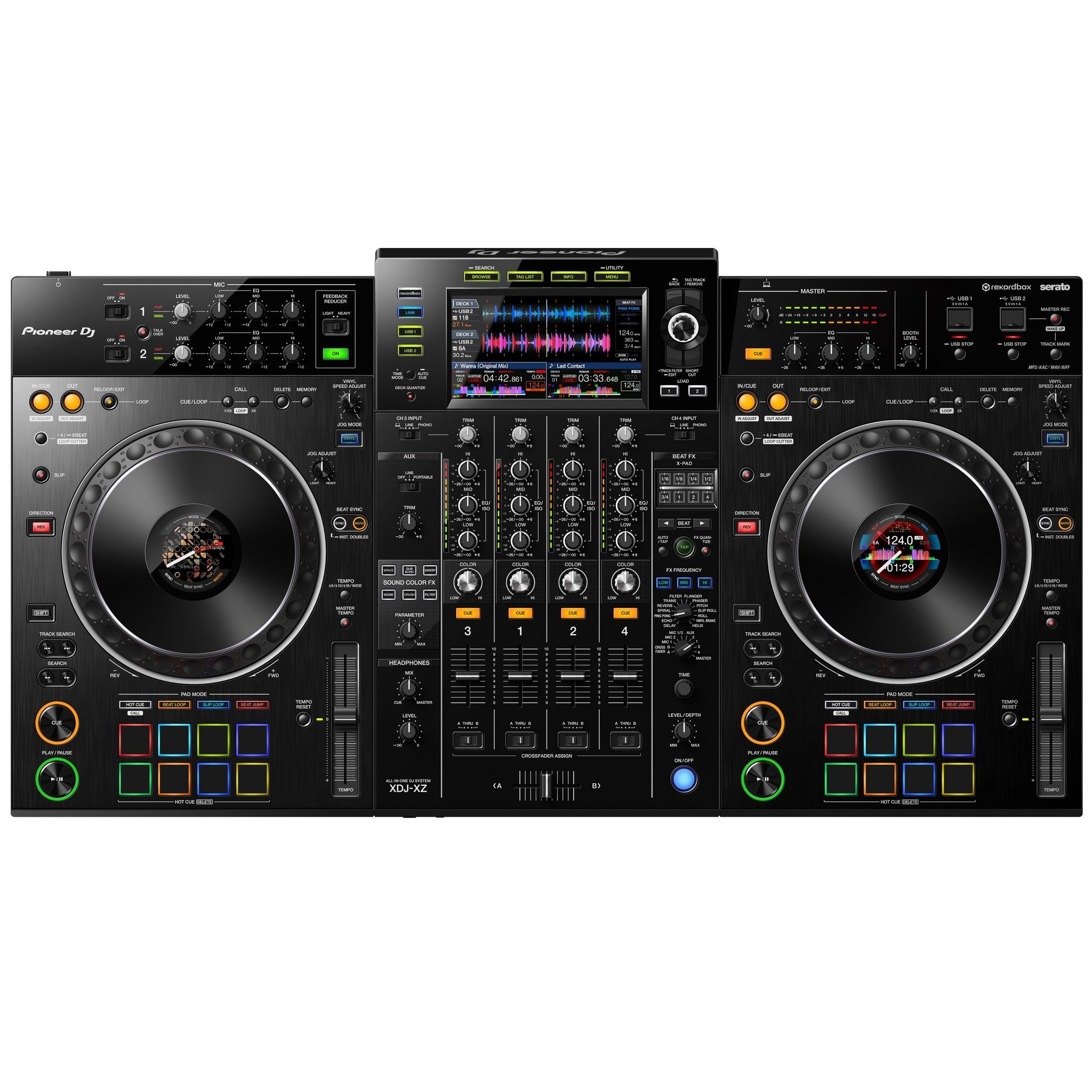 Pioneer XDJ-XZ Professional DJ system and FZGSXDJXZW1BL Hard Case 