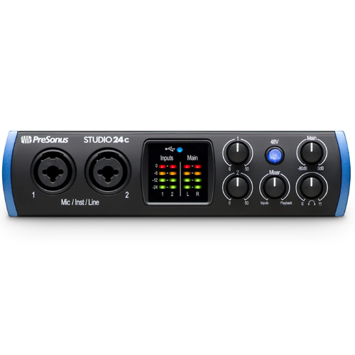 PreSonus STUDIO24-C 2x2 USB-C / 192kHz Audio Interface with 2 XMAX-L preamps-Easy Music Center