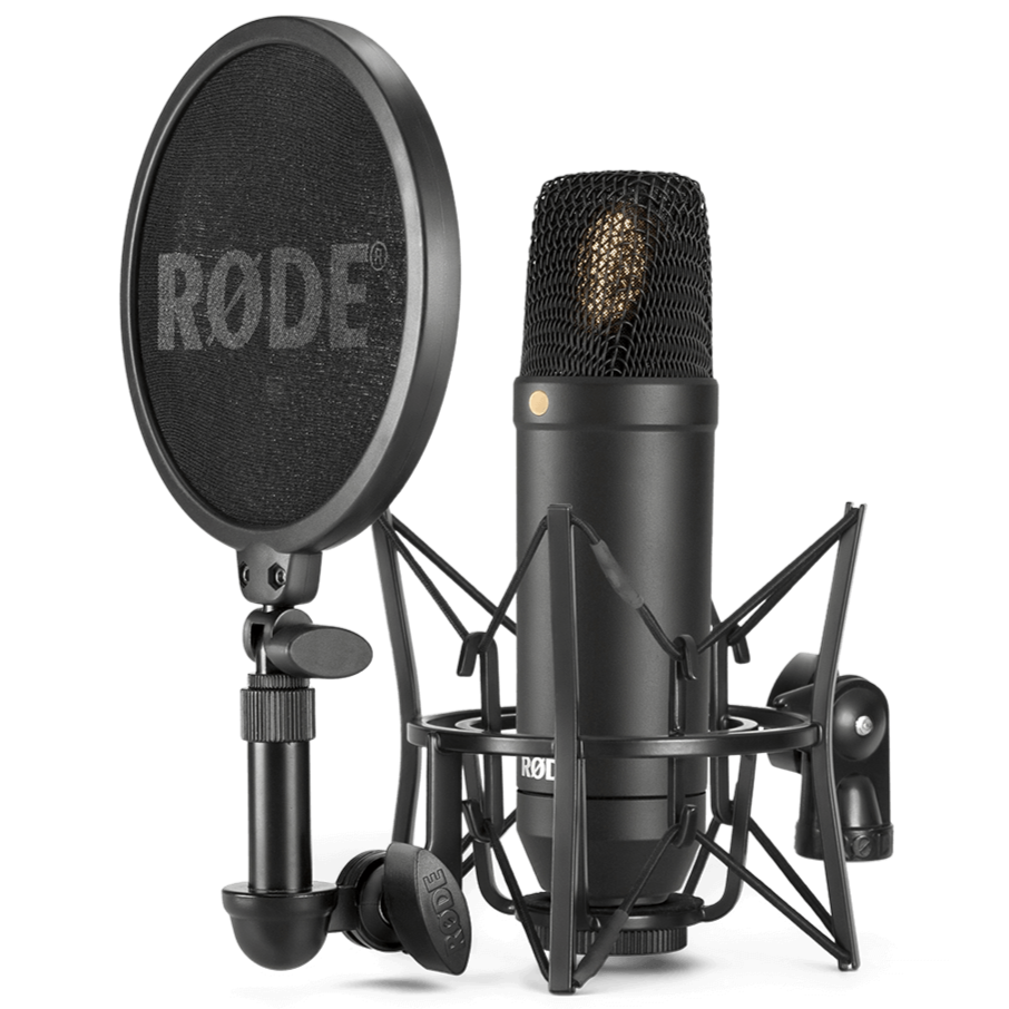 Rode NT1 Large-Diaphragm Studio Condenser Microphone w/ Shock Mount and Pop Filter, Cardioid-Easy Music Center
