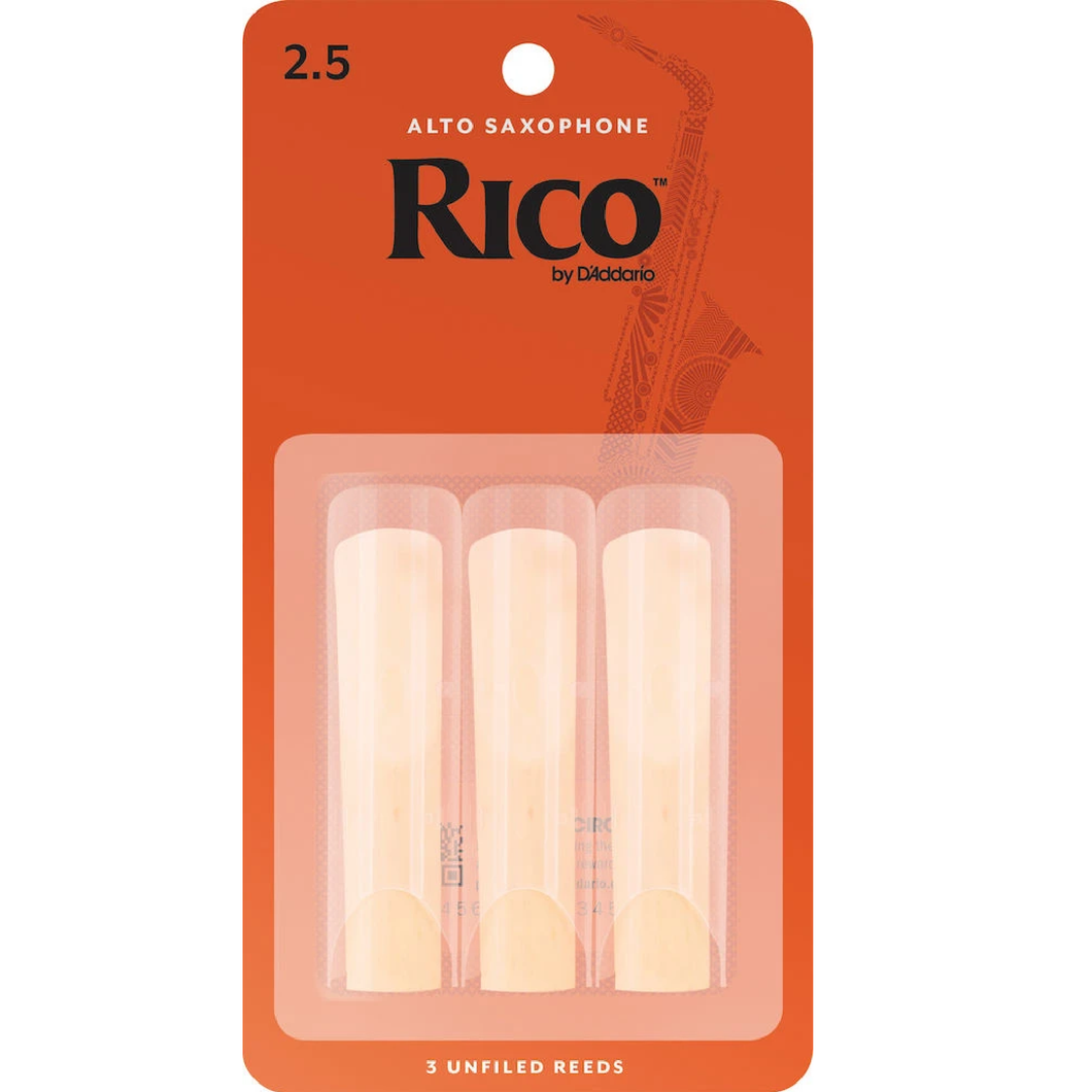 Rico by D'Addario Alto Sax Reeds, Strength 2.5, 3-pack-Easy Music Center