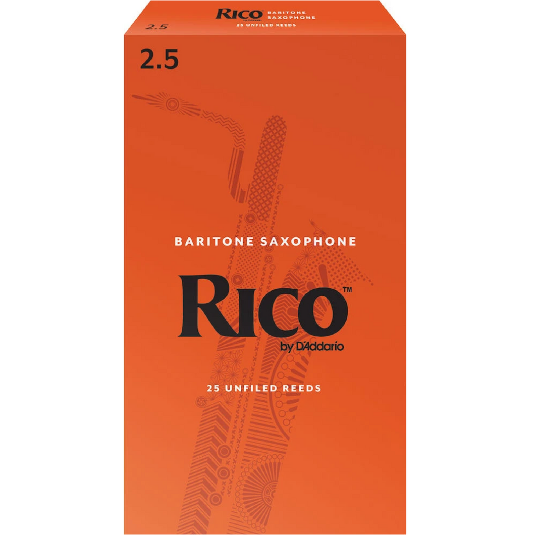 Rico by D'Addario Baritone Sax Reeds, Strength 2.5, 25-pack-Easy Music Center