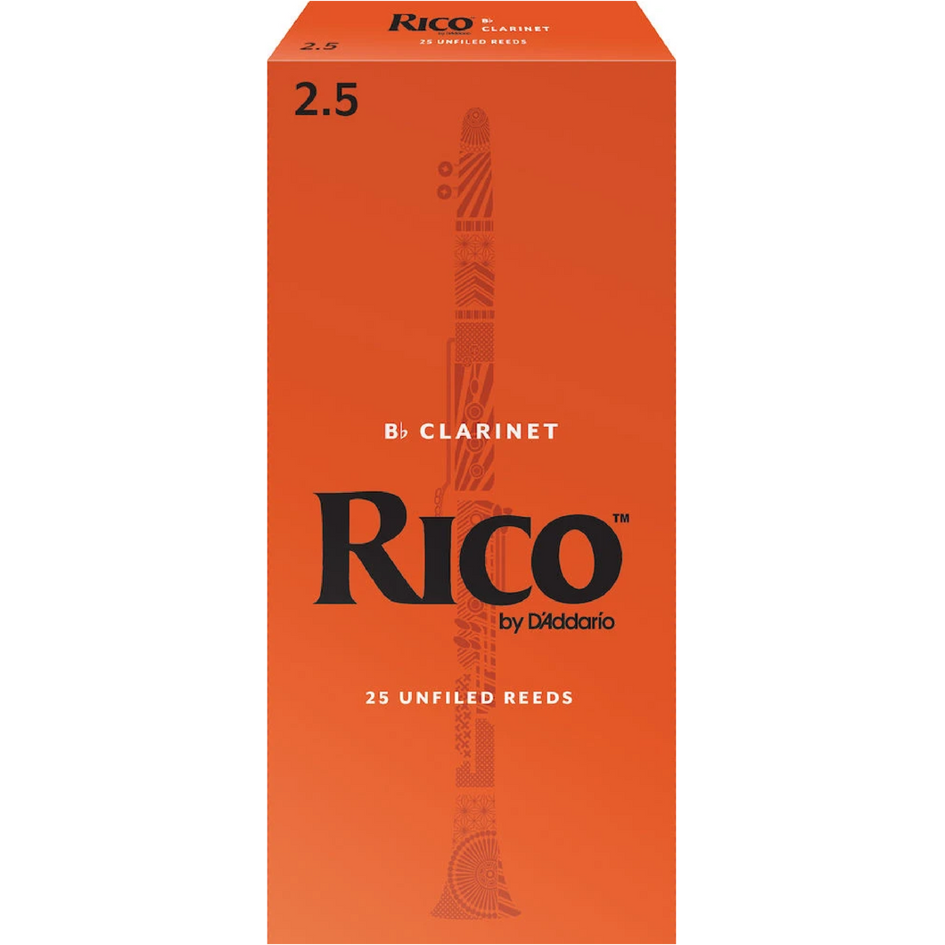 Rico by D'Addario Bb Clarinet Reeds, Strength 2.5, 25-pack-Easy Music Center