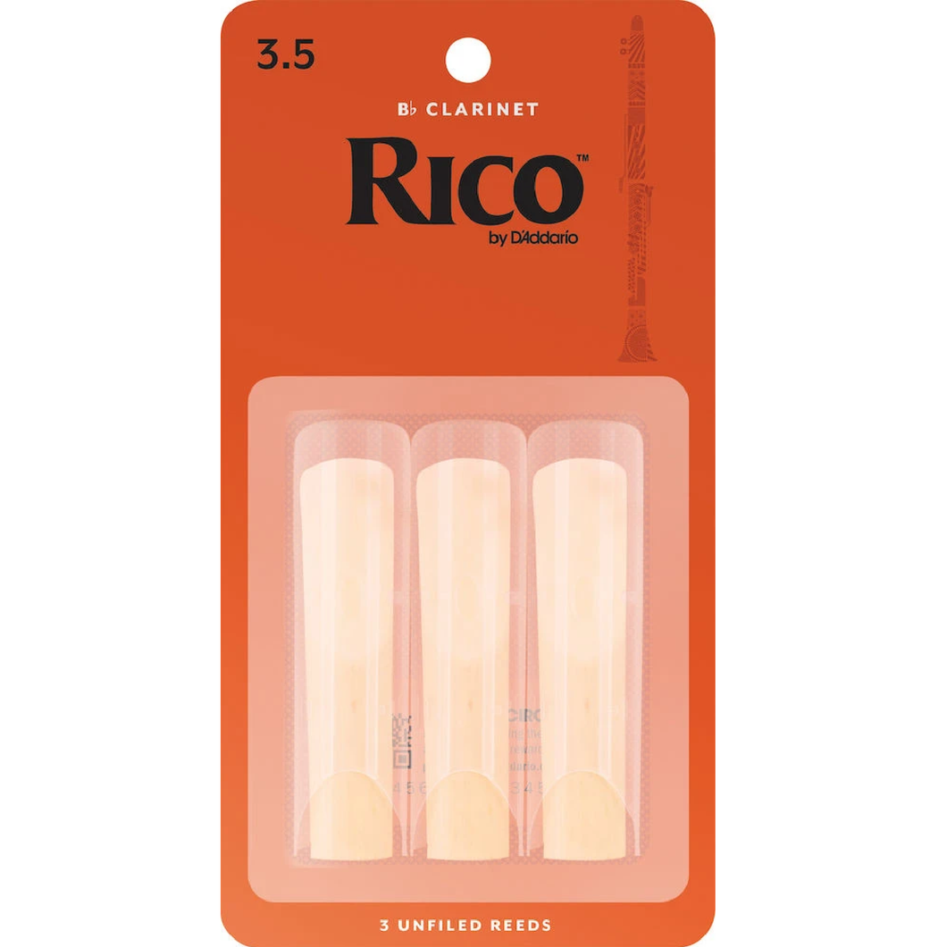 Rico by D'Addario Bb Clarinet Reeds, Strength 3.5, 3-pack-Easy Music Center
