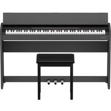 Load image into Gallery viewer, Roland F-107-BK 88-Key Slim Digital Piano w/ Stand, Bench, and 3-pedals, Black-Easy Music Center
