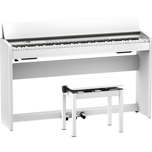 Roland F701-WH 88-Key Compact Upright Style Digital Piano w/ Bench, White-Easy Music Center